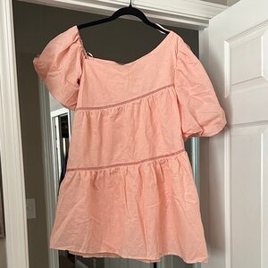 Savannah Peach Puff Sleeve Dress